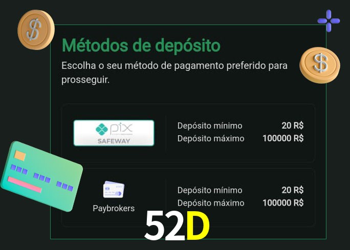 O cassino 52D oferece uma grande variedade de métodos de pagamento